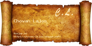 Chovan Lajos névjegykártya
